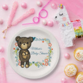 Niedlicher Bär, gelbe Blume und Blumenkranz Pappteller (Party)