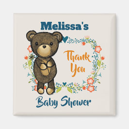 Niedlicher Bär, gelbe Blume und Blumenkranz Vielen Magnet