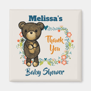 Niedlicher Bär, gelbe Blume und Blumenkranz Vielen Magnet