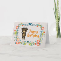 Niedlicher Bär, Gelbe Blume und Blumenregen Geburt