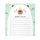 Niedlicher Bär grün, um Kinderdarstellung aufzulis Notizblock (Vorderseite)