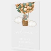 Niedlicher Bär, Grüne Balloons, Erster Geburtstag Acrylschild (Winkel)