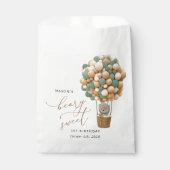 Niedlicher Bär, Grüne Balloons, erster Geburtstag Geschenktütchen (Vorderseite)