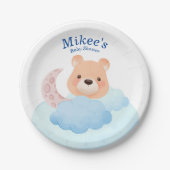 Niedlicher Bär in Clouds Babydusche Pappteller (Vorderseite)