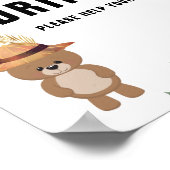 Niedlicher Bär in der Wood Drinks Kinderdusche Poster (Ecke)