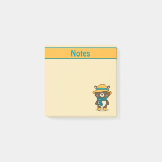 Niedlicher Bär in Hutnoten Post-it Klebezettel (Vorderseite)