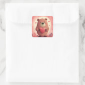 Niedlicher Bär in Liebe Quadratischer Aufkleber (Tasche)