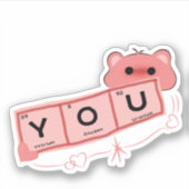 Niedlicher Bär in Liebe "You" Vinyl Aufkleber (Vorderseite)