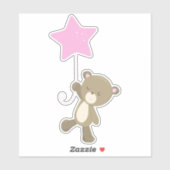 Niedlicher Bär, kleiner Bär, Bär mit Ballon, Star Aufkleber (Blatt)