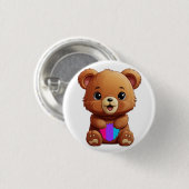 Niedlicher Bär mit androgyner Stachelflagge Herz Button (Vorne & Hinten)