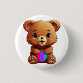 Niedlicher Bär mit androgyner Stachelflagge Herz Button (Vorderseite)