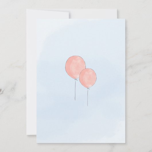 Niedlicher Bär mit Ballons Babydusche Einladung (Rückseite)