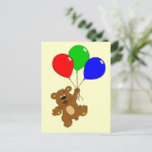 Niedlicher Bär mit Ballons Cartoon Kinder Postkart Postkarte (Stehend Vorderseite)