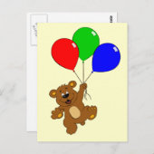 Niedlicher Bär mit Ballons Cartoon Kinder Postkart Postkarte (Vorne/Hinten)