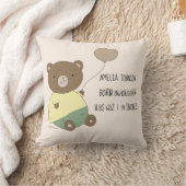 Niedlicher Bär mit Balloon Baby Birth Stats Keepak Kissen (Decke)