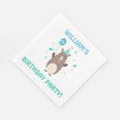 Niedlicher Bär mit Balloon Geburtstagsparty Serviette (Ecke)