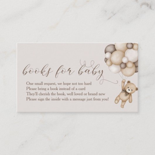 Niedlicher Bär mit Balloonbüchern für Baby Begleitkarte (Vorderseite)