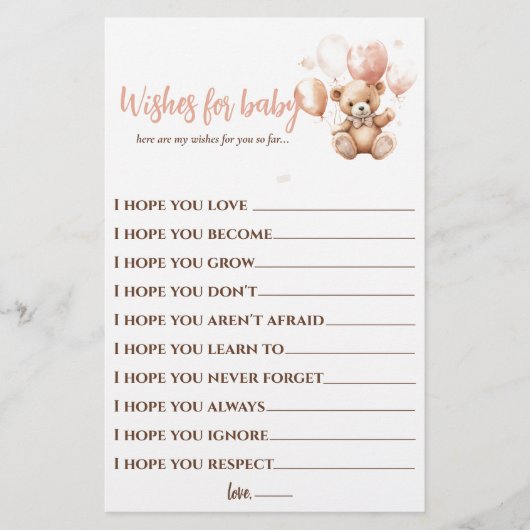 Niedlicher Bär mit Balloons | Baby Pink Flyer (Vorne)