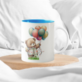 Niedlicher Bär mit Balloons Beary Good Vibes Zweifarbige Tasse