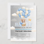 Niedlicher Bär mit Balloons DualShade Babydusche Einladung (Vorderseite)