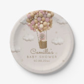 Niedlicher Bär mit Balloons Girl Baby Dusche Pappteller (Vorderseite)