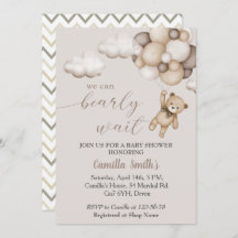 Niedlicher Bär mit Balloons Kinderdusche Einladung