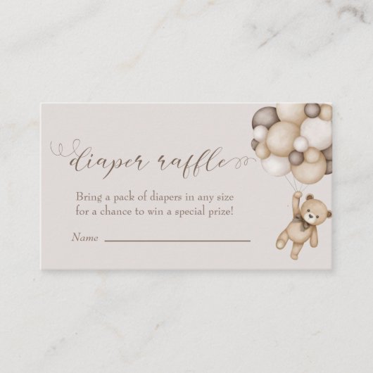 Niedlicher Bär mit Balloons Windelnde Begleitkarte (Vorderseite)