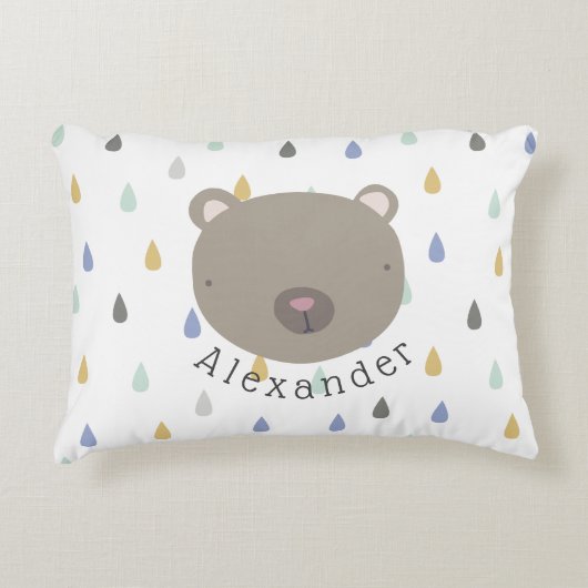 Niedlicher Bär mit benutzerdefinierbarem Namen Dekokissen (Vorderseite)