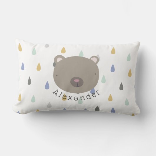 Niedlicher Bär mit benutzerdefinierbarem Namen Lendenkissen (Vorderseite)