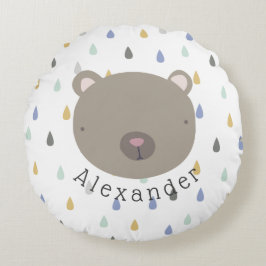 Niedlicher Bär mit benutzerdefinierbarem Namen Rundes Kissen