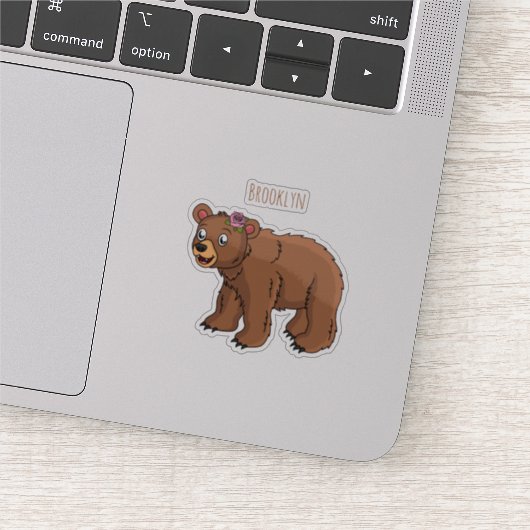 Niedlicher Bär mit Blume Cartoon Abbildung Aufkleber (Ausschnitt)