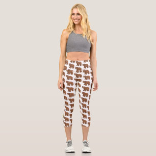Niedlicher Bär mit Blume Cartoon Abbildung Capri Leggings