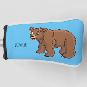 Niedlicher Bär mit Blume Cartoon Abbildung Golf Headcover