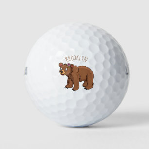 Niedlicher Bär mit Blume Cartoon Abbildung Golfball