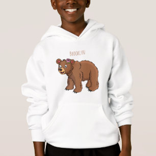Niedlicher Bär mit Blume Cartoon Abbildung Hoodie