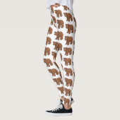 Niedlicher Bär mit Blume Cartoon Abbildung Leggings (Links)