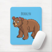 Niedlicher Bär mit Blume Cartoon Abbildung Mousepad (Mit Mouse)