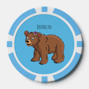 Niedlicher Bär mit Blume Cartoon Abbildung Pokerchips