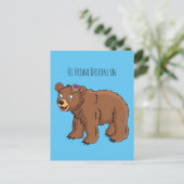 Niedlicher Bär mit Blume Cartoon Abbildung Postkarte (Stehend Vorderseite)