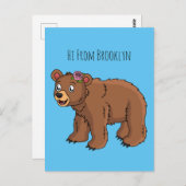 Niedlicher Bär mit Blume Cartoon Abbildung Postkarte (Vorne/Hinten)