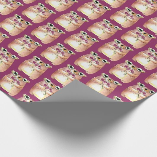 niedlicher Bär mit Blume Geschenkpapier (Ecke)