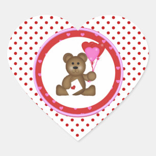 Niedlicher Bär mit den Valentine-und Herz-Aufkleber