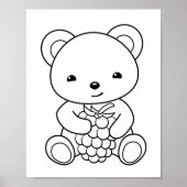 Niedlicher Bär mit einer Berry-Farbseite Poster (Vorne)