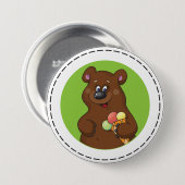 Niedlicher Bär mit Eiscreme-Kone-Fun Tier Button (Vorne & Hinten)