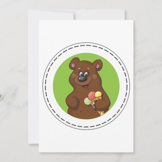 Niedlicher Bär mit Eiscreme-Kone-Fun Tier Einladung (Vorderseite)