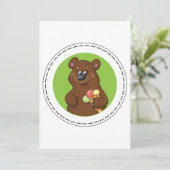 Niedlicher Bär mit Eiscreme-Kone-Fun Tier Einladung (Stehend Vorderseite)