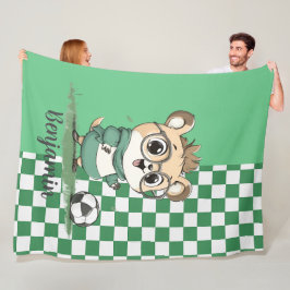 Niedlicher Bär mit Fußballball Fleecedecke
