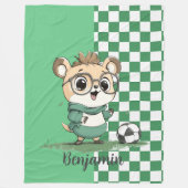 Niedlicher Bär mit Fußballball Fleecedecke (Vorderseite)