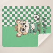 Niedlicher Bär mit Fußballball Sherpadecke (Vorderseite (Horizontal))