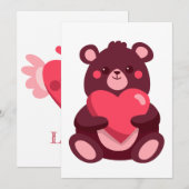 Niedlicher Bär mit Herz Dankeskarte (Vorne/Hinten)
